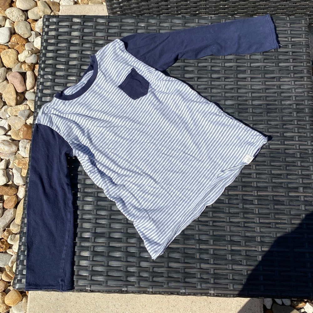Burt's Bees Navy and White Striped Long Sleeve Tee